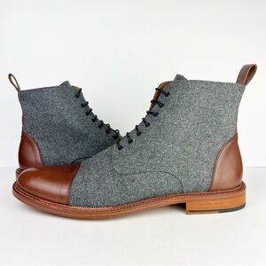 Taft The Jack Grey Brown Wool Leather Never Worn Hipster Ankle Boot US 14 EU 47